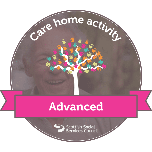 Care home activity: Advanced Open Badge from Scottish Social Services Council.